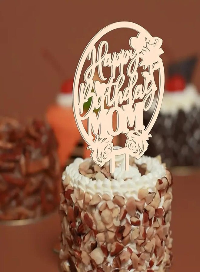 Cliths Wooden "Happy Birthday Mom" Cake Topper - 7.68 x 5.91 Inch MDF Cake Decoration for Mother's Day, Birthday Party Birthday Cake Topper Happy Birthday Mom - Image 3